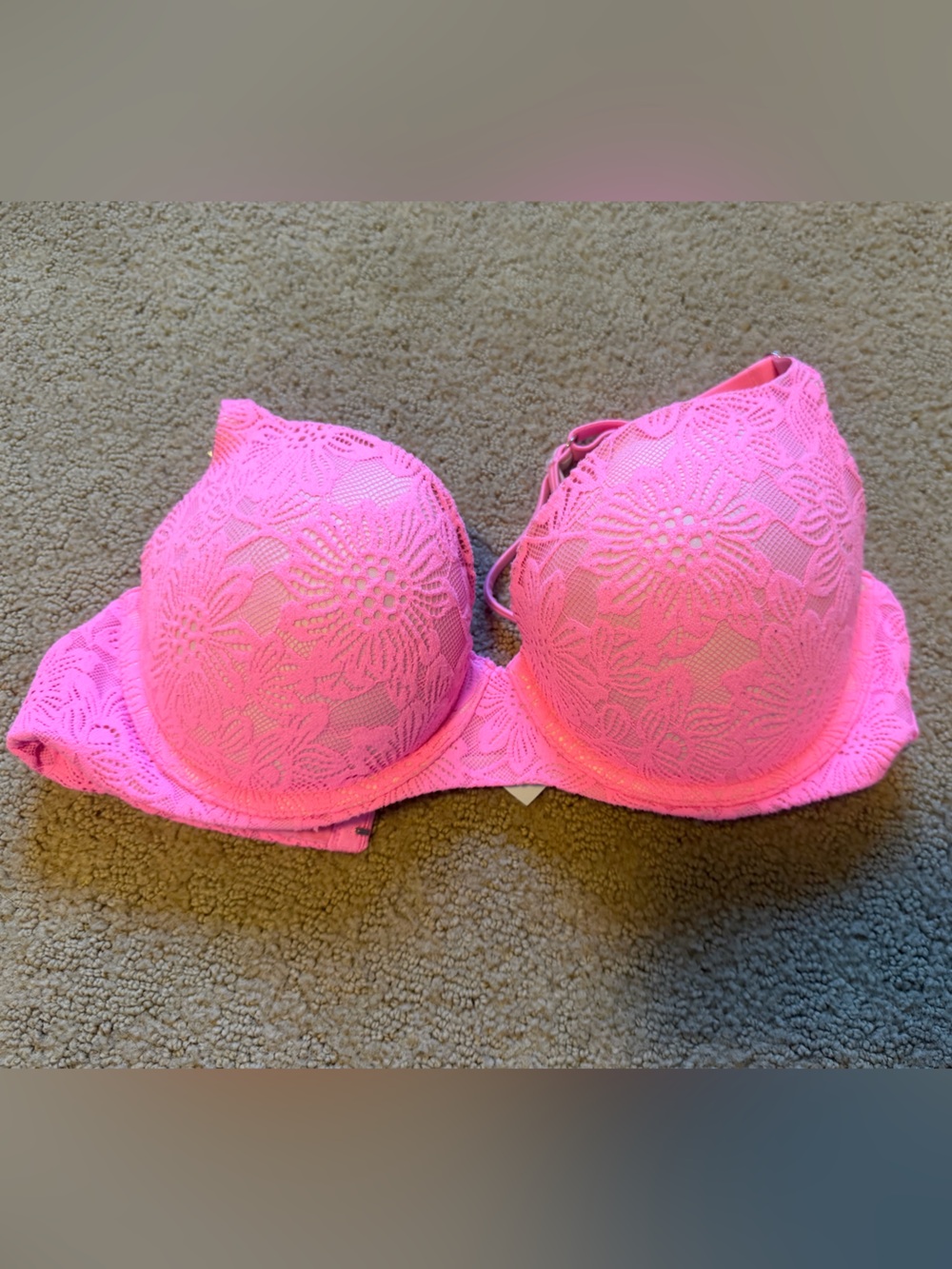 aerie Neon Pink Floral Lace Underwire Bra